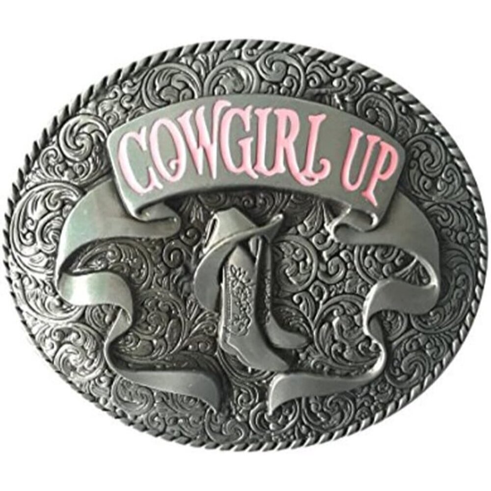 ❤️ Western Cowboy Ladies Boots Belt Buckle  Vintage Oval Belt Buckle Silver